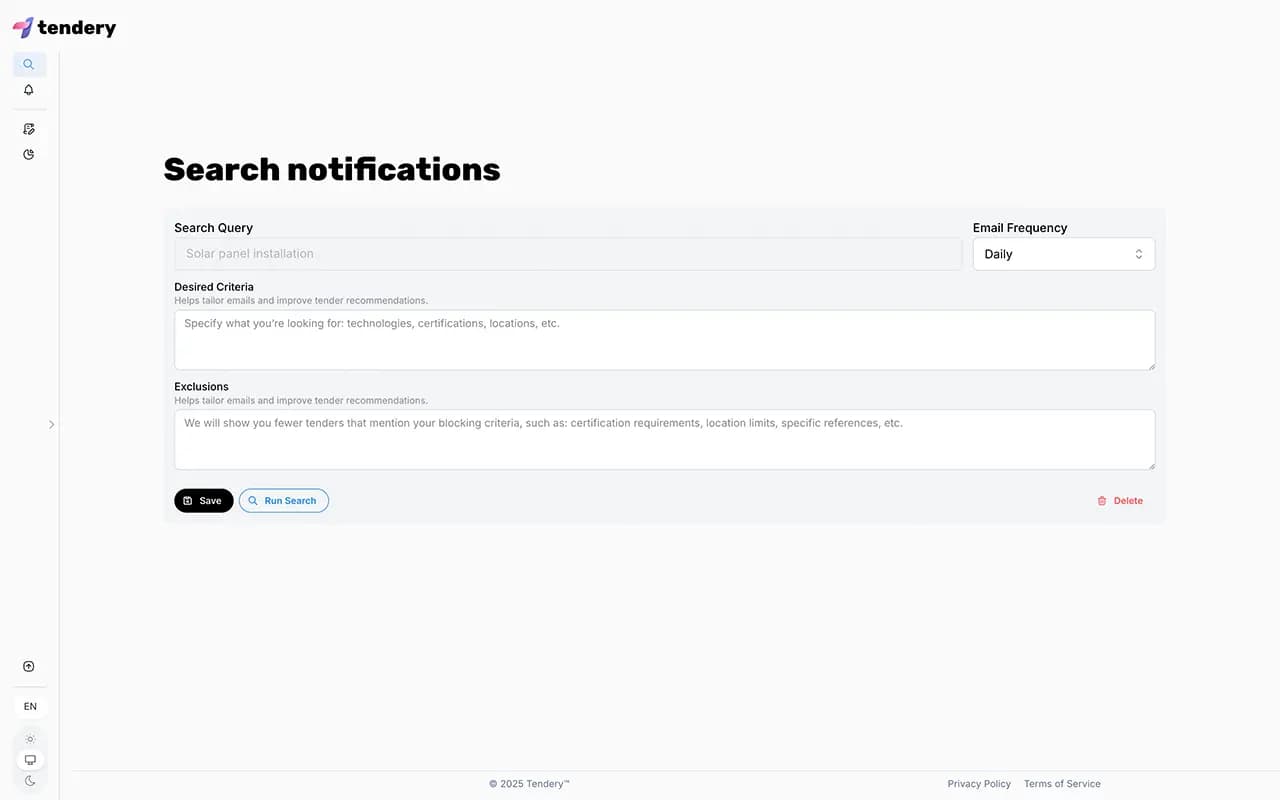 Saved Searches: Smart, Personalized Tender Discovery